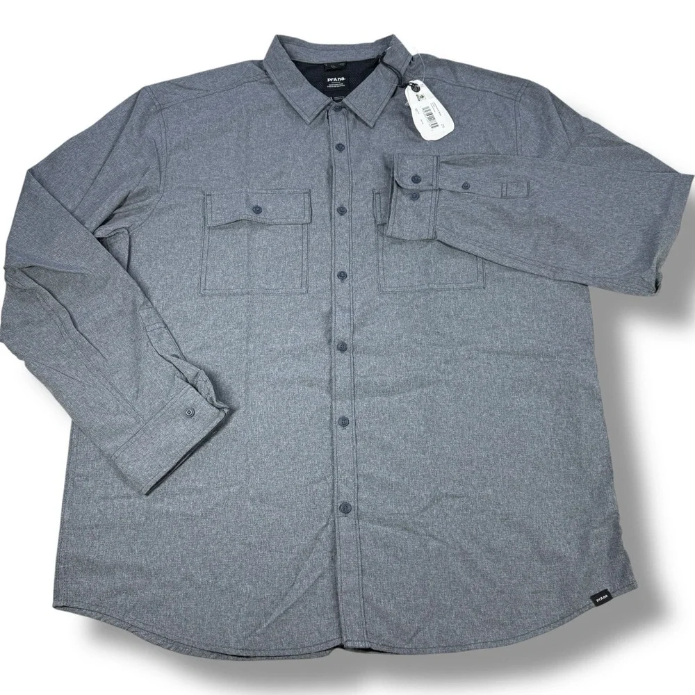 NWT prAna Lost Sol Long Sleeve Shirt Mens Size Extra Large XL - Nautical Heather - Picture 6 of 10